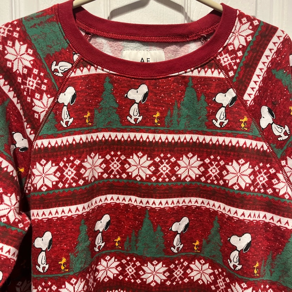 Festive Red Snoopy Christmas Sweatshirt - Picture 2 of 4